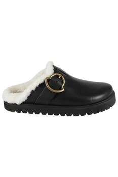 Moncler | Bell Mules With Faux Shearling Lining