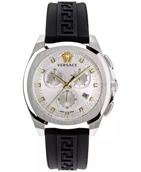 Versace | Men
s Swiss Chronograph Geo Black Silicone Strap Watch 43mm