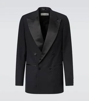 Double-breasted wool and silk suit jacket