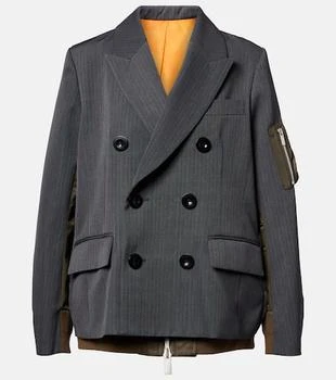 Sacai | Paneled double-breasted jacket