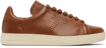 Tom Ford | Brown Grain Leather Warwick Sneakers