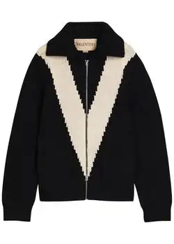 Valentino | Logo-intarsia wool cardigan