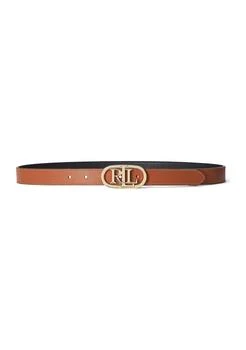 Ralph Lauren Oval-Logo Reversible Leather Skinny Belt