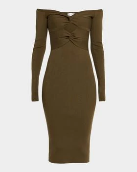 Stella McCartney | Twisted Off-The-Shoulder Light Rib Midi Dress