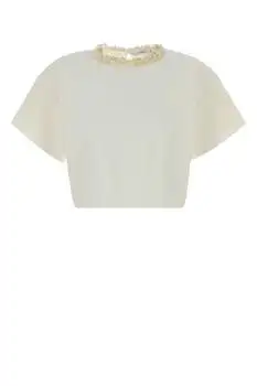 Givenchy | Givenchy Crewneck Pearl Detailed Cropped T-Shirt