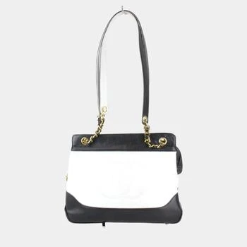 Chanel | Chanel White Leather Bicolor Chain Shoulder Bag