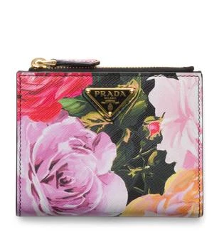 Small Saffiano leather Floral Print wallet