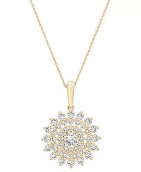 Diamond Flower Cluster Pendant 18" Necklace (1 ct. t.w.) in 14k Gold or 14k White Gold, Exclusively at Macy's