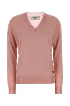 Fendi | Fendi Logo Embroidered V-Neck Jumper