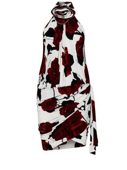 Balmain | Balmain Rose Printed Ruched Mini Dress