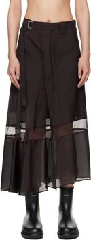 Sacai | Brown Suiting Midi Skirt