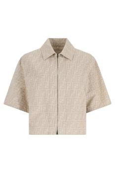 Fendi | Fendi FF Chambray Zipped Cropped Jacket