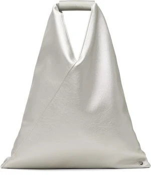 MM6 | Silver Small Triangle Tote