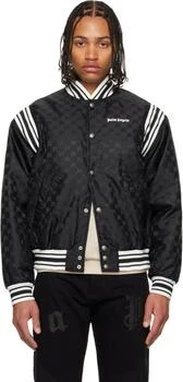 Palm Angels | Black Monogram Jacquard Bomber Jacket