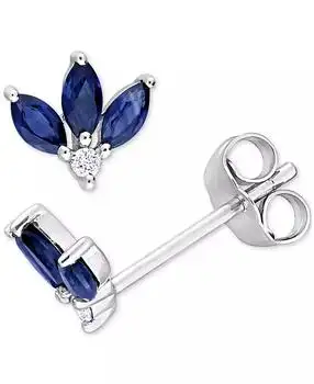 Macy's | Sapphire (5/8 ct. t.w.) & Diamond Accent Stud Earrings in 10k White Gold