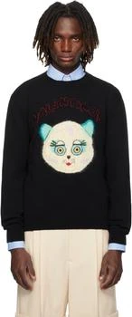 Valentino | Black 'Le Chat De La Maison' Patch Sweater
