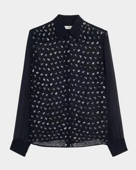 Dries Van Noten | Chowy Embellished Sheer Button-Front Blouse