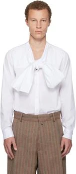 Dries Van Noten | White Bow Neck Cotton Shirt