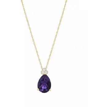 Macy's | Amethyst (1-1/2 ct. t.w.) & Diamond Accent Drop Pendant Necklace in 14k Yellow Gold (Also Available in Multi-Stones)