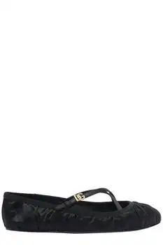 Dolce & Gabbana | Dolce & Gabbana Logo Buckle Ruched Detailed Ballet Flats