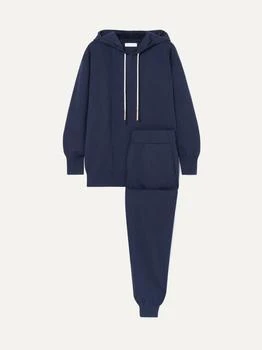 Gia Paris Silk And Cashmere-blend Hoodie And Track Pants Set - Indigo