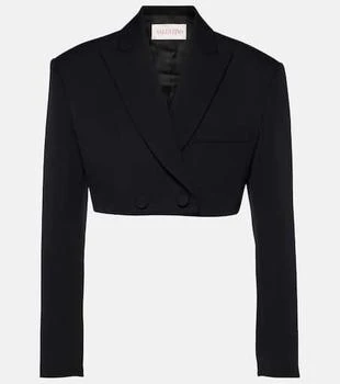 Valentino | Cropped wool grisaille blazer