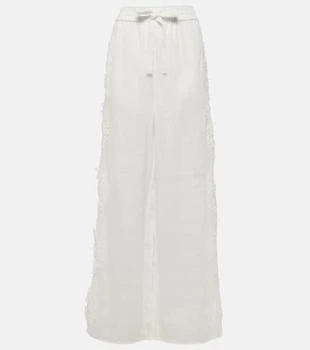 Zimmermann | Halliday lace-trimmed linen wide-leg pants