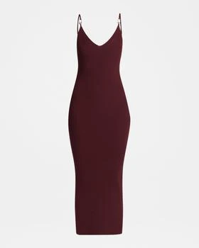 Versace | Safety-Pin Straps Rib Knit Midi Dress