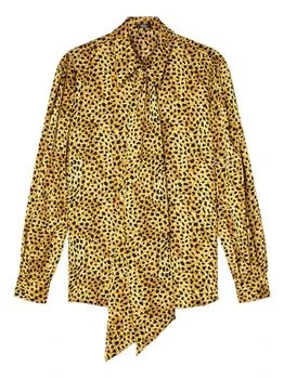 Versace | Gold-Tone Silk Long-Sleeved Top