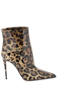 Dolce & Gabbana | Dolce & Gabbana Leopard-Printed Pointed Toe Ankle Boots