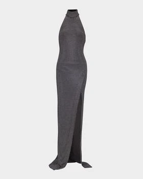 Balmain | Crystal Velvet Halter Slit Maxi Dress