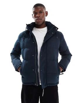 Superdry Everest short hooded puffer jacket in eclipse navy