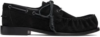Dries Van Noten | Black Suede Boat Shoes