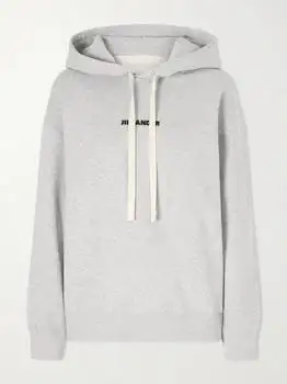 Jil Sander | Printed Cotton-jersey Hoodie - Light gray