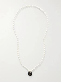 Valentino | Gold-tone, Faux Pearl And Enamel Necklace