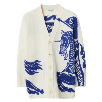 Equestrian Knight Intarsia-Knit Cardigan