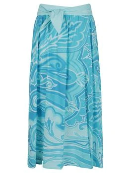 ETRO | Etro Graphic Printed Tie-Knot Detail Midi Skirt