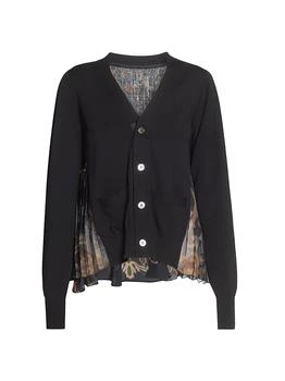 Sacai | Pleated Floral Cotton-Blend Cardigan
