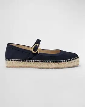 Gianvito Rossi | Suede Mary Jane Ballerina Espadrilles