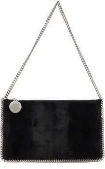 Stella McCartney | Black Falabella Pochette Brushed Velvet Bag