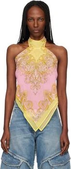 Versace | Yellow & Pink Printed Cover-Up Foulard Top