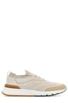 Brunello Cucinelli | Brunello Cucinelli Logo Embossed Knitted Lace-Up Sneakers
