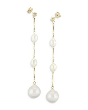 Bloomingdale's | Cultured Freshwater Pearl & Baroque Pearl Line Earrings in 14K Yellow Gold