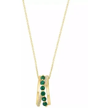 Effy | Diamond (1/10 ct. t.w.) & Emerald (5/8 ct. t.w.) Pendant Necklace in 14k Yellow Gold