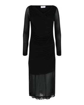 Salvatore Ferragamo | Women
s Ruched Long Sleeve Mini Dress In Black