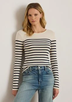 Ralph Lauren Petite Striped Cotton Long-Sleeve Tee