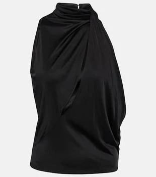 Versace | Cutout turtleneck satin top