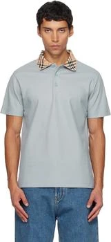 Burberry | Blue Check Collar Cotton Polo
