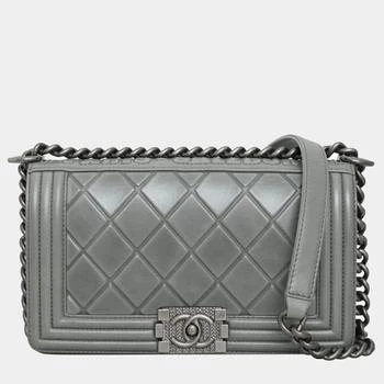 Chanel | Chanel Grey Leather Paris-Salzburg Medium Boy Bag