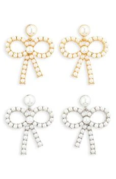 Tasha Set of 2 Faux Pearl Bow Drop Earrings